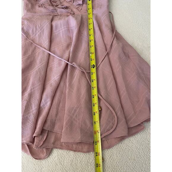 Saints Secrets Ruffle V-neck Mini Dress Pale Rose M Y2K Babydoll Chic Feminine - Picture 11 of 13